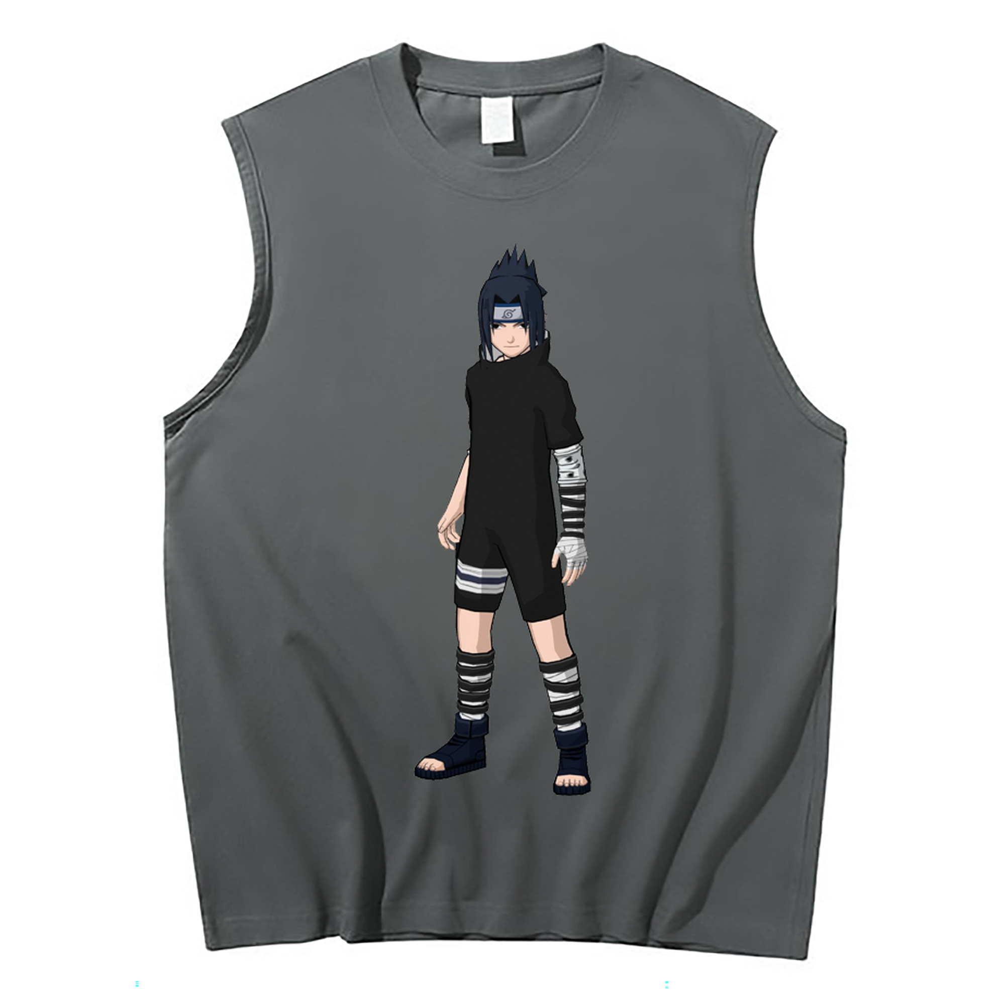 （画像用） NARUTO -ナルト- うちは サスケ Uchiha Sasuke コットン100％タンクトップ（フロントプリント）